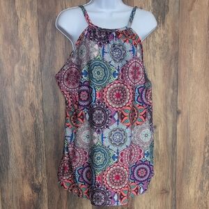 LoveU Dear Red and Blue Asymmetrical Camisole Tank Top XL     -327C